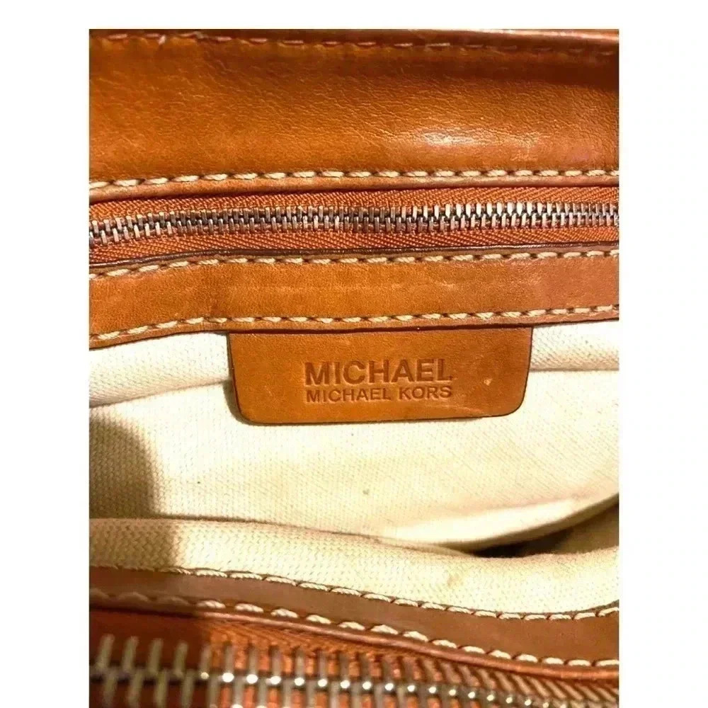 Michael Kors brown distressed leather satchel handbag - Picture 9 of 11